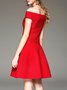 Red Off Shoulder Short Sleeve A-line Mini Dress